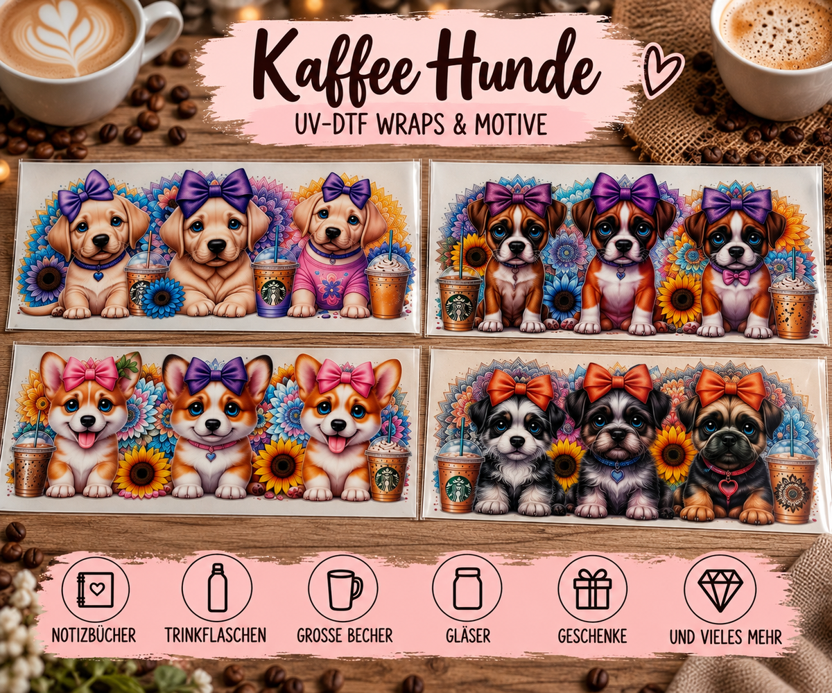 Kaffee Hunde – UV-DTF Wraps & Motive