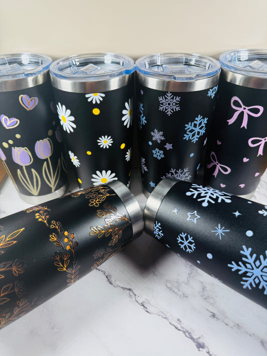 Thermobecher Schwarz "Verschiedene Designs"