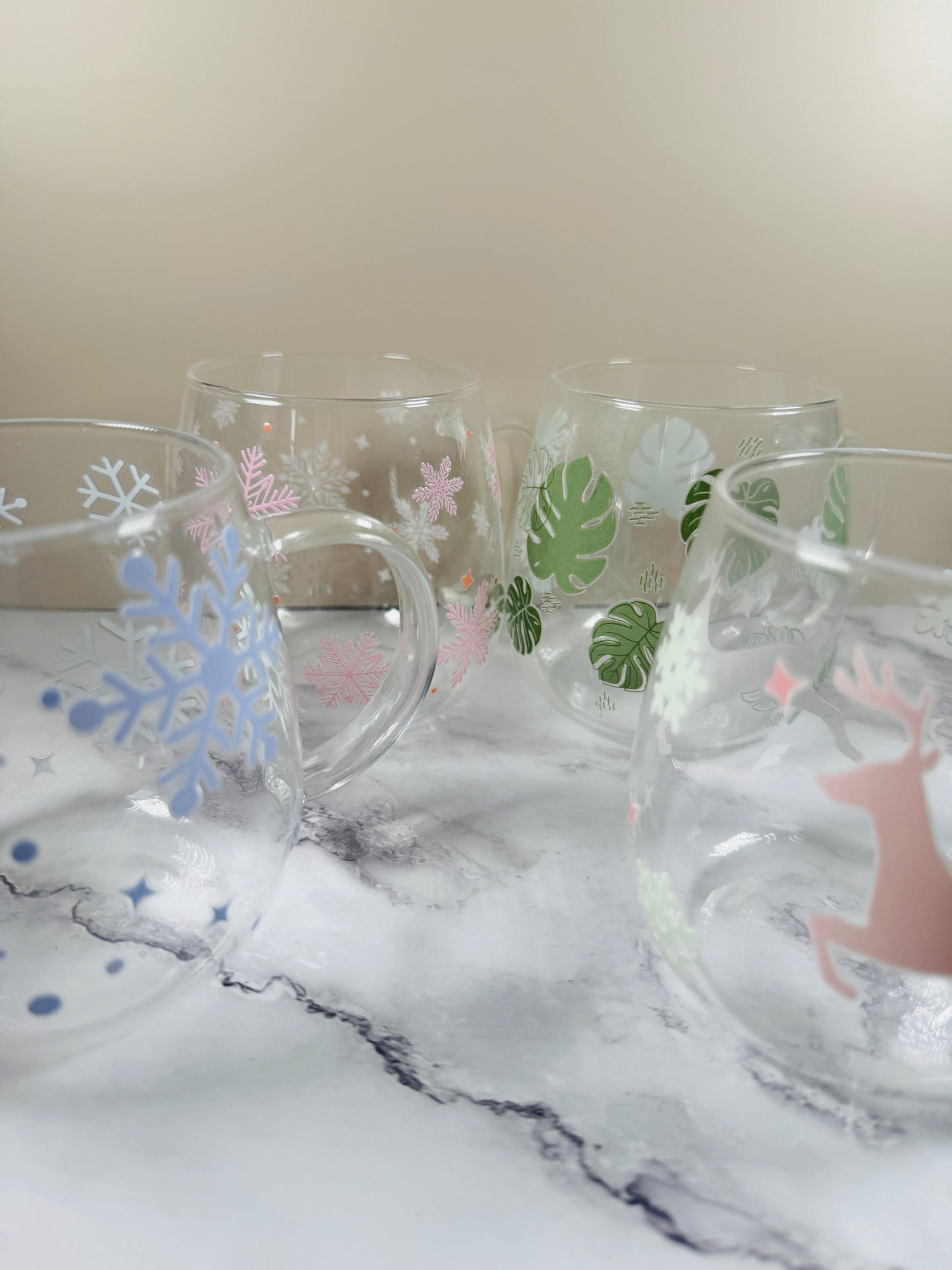 Teeglas gross Bauchig "Verschiedene Designs"