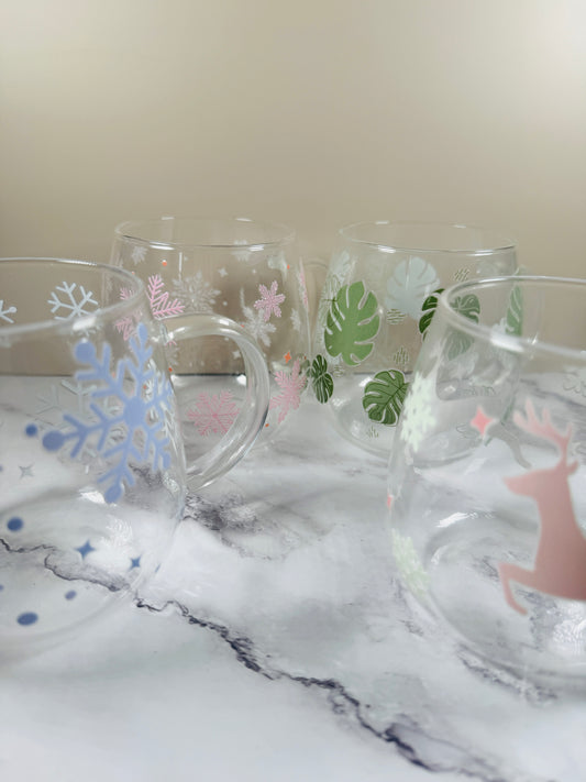 Teeglas gross Bauchig "Verschiedene Designs"