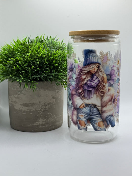 Trinkglas "Winter Girl" 16oz (473ml)