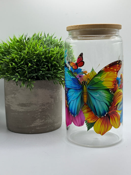 Trinkglas "Schmetterling Regenbogen" 16oz (473ml)