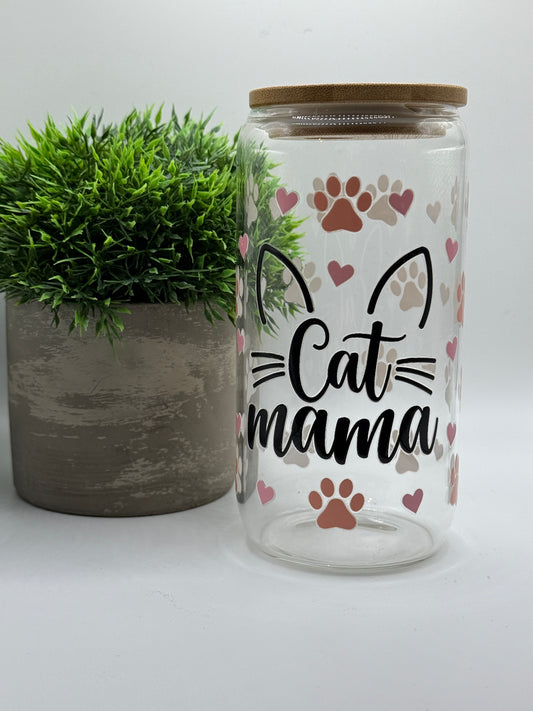 Trinkglas "Cat Mama" 16oz (473ml)