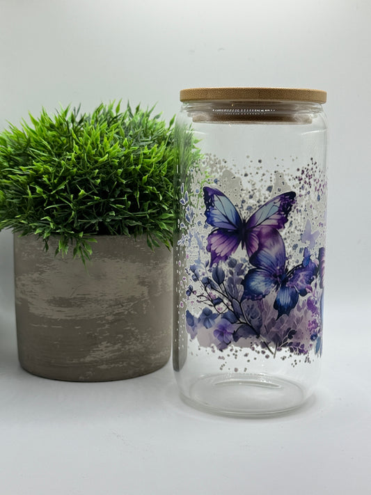 Trinkglas "Schmetterling Lila" 16oz (473ml)