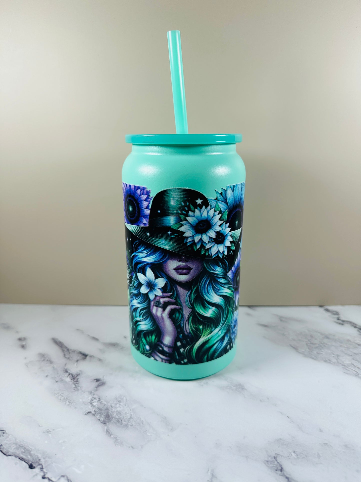 Thermo Drinkbecher mit Strohalm  "Verschiedene Designs"