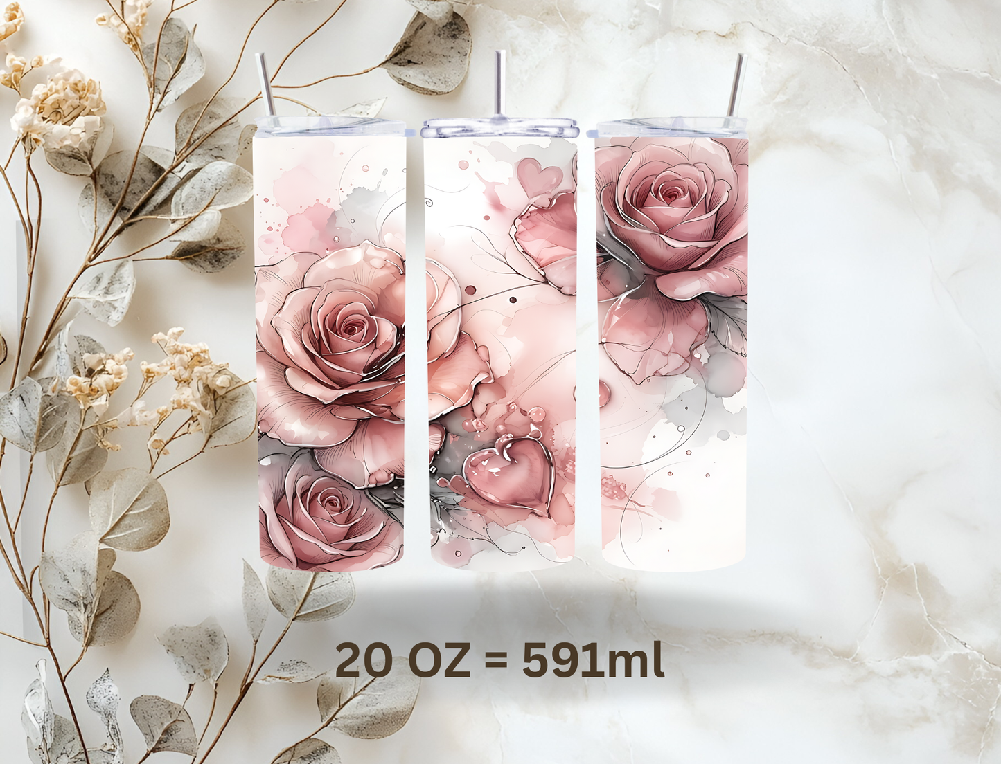 Tumbler 20oz (591ml) "Flower Soft Love"