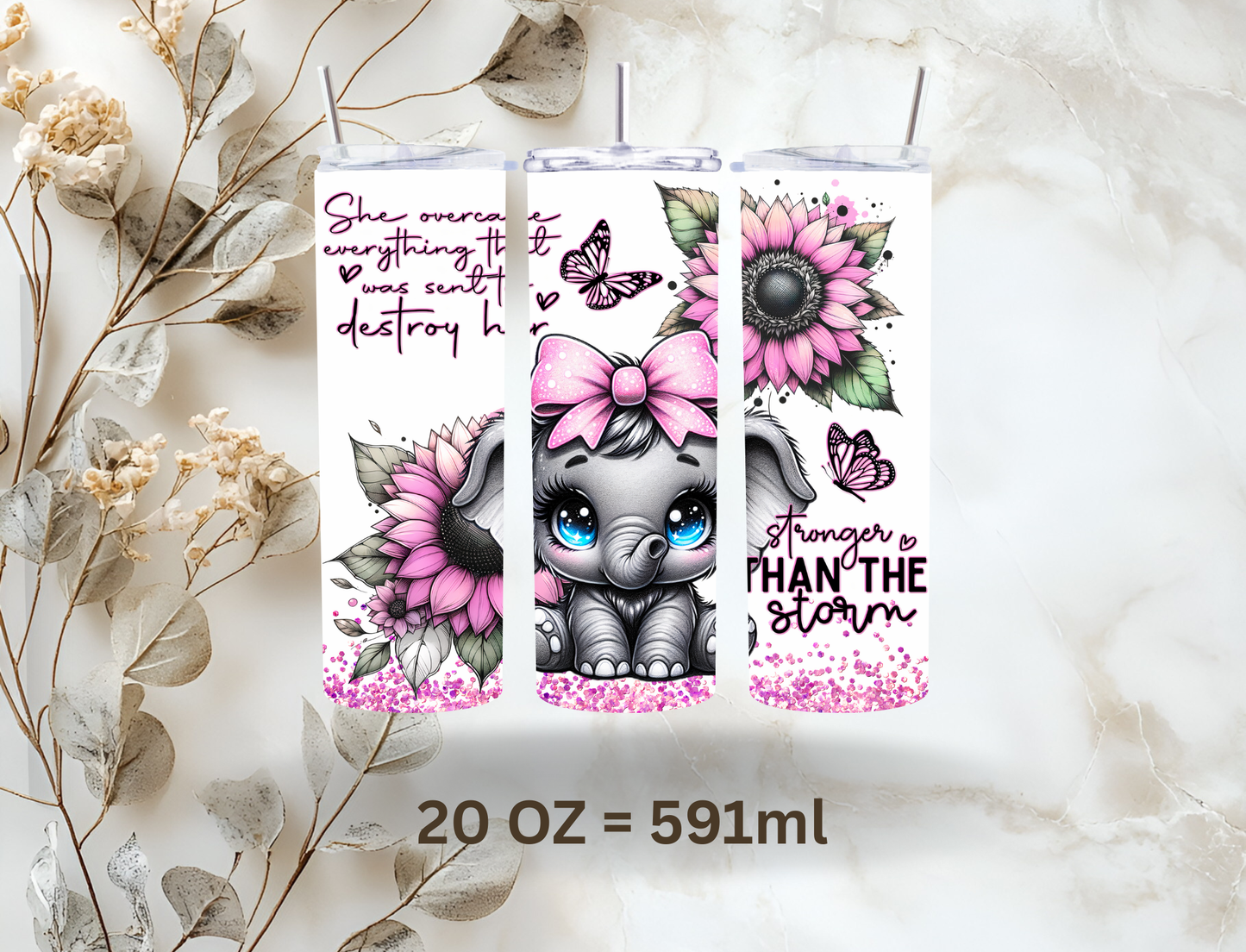Tumbler 20oz (591ml) "Baby Elefant Strong"