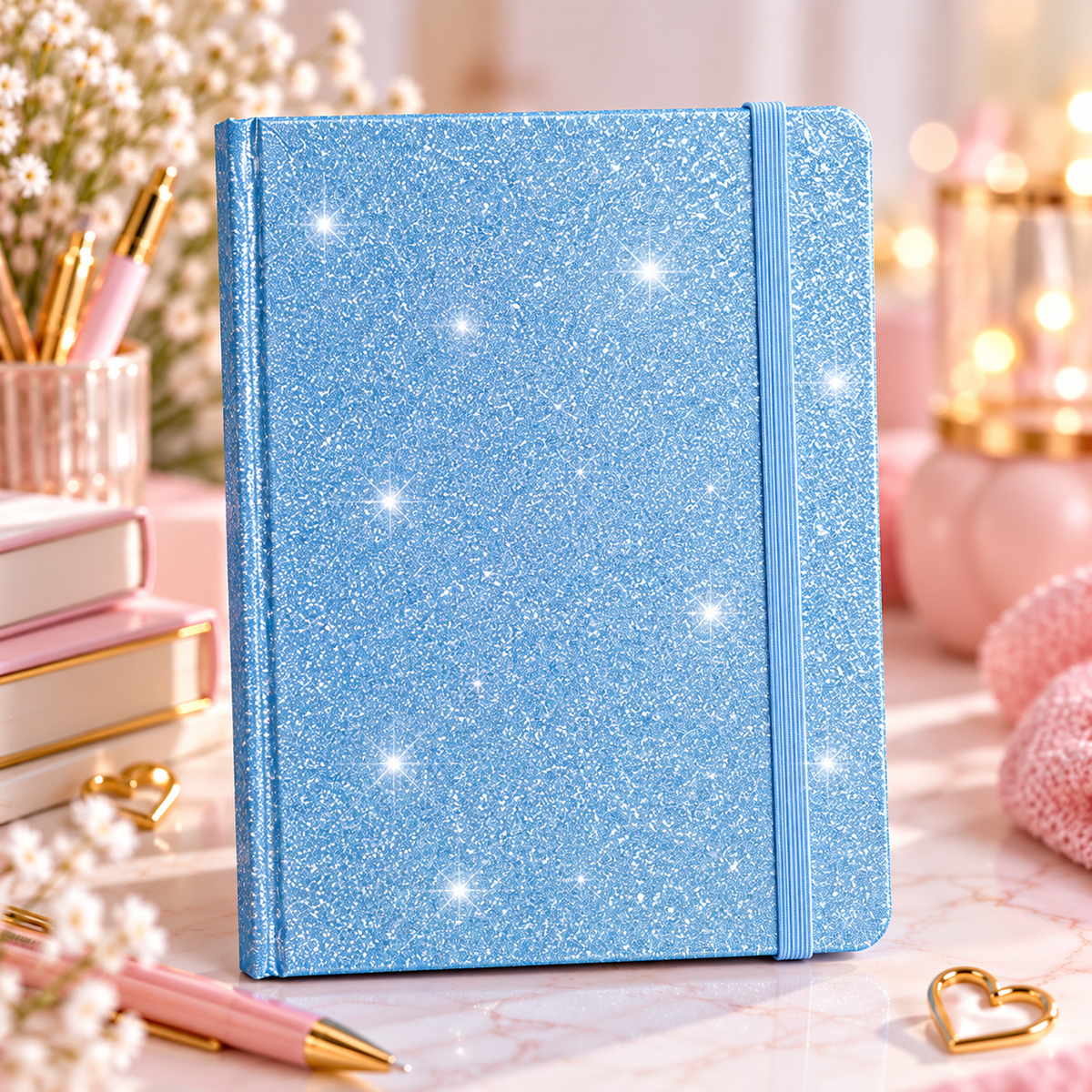Personalisierbare A5 Glitzer-Notizbuch – verschiedene Farben