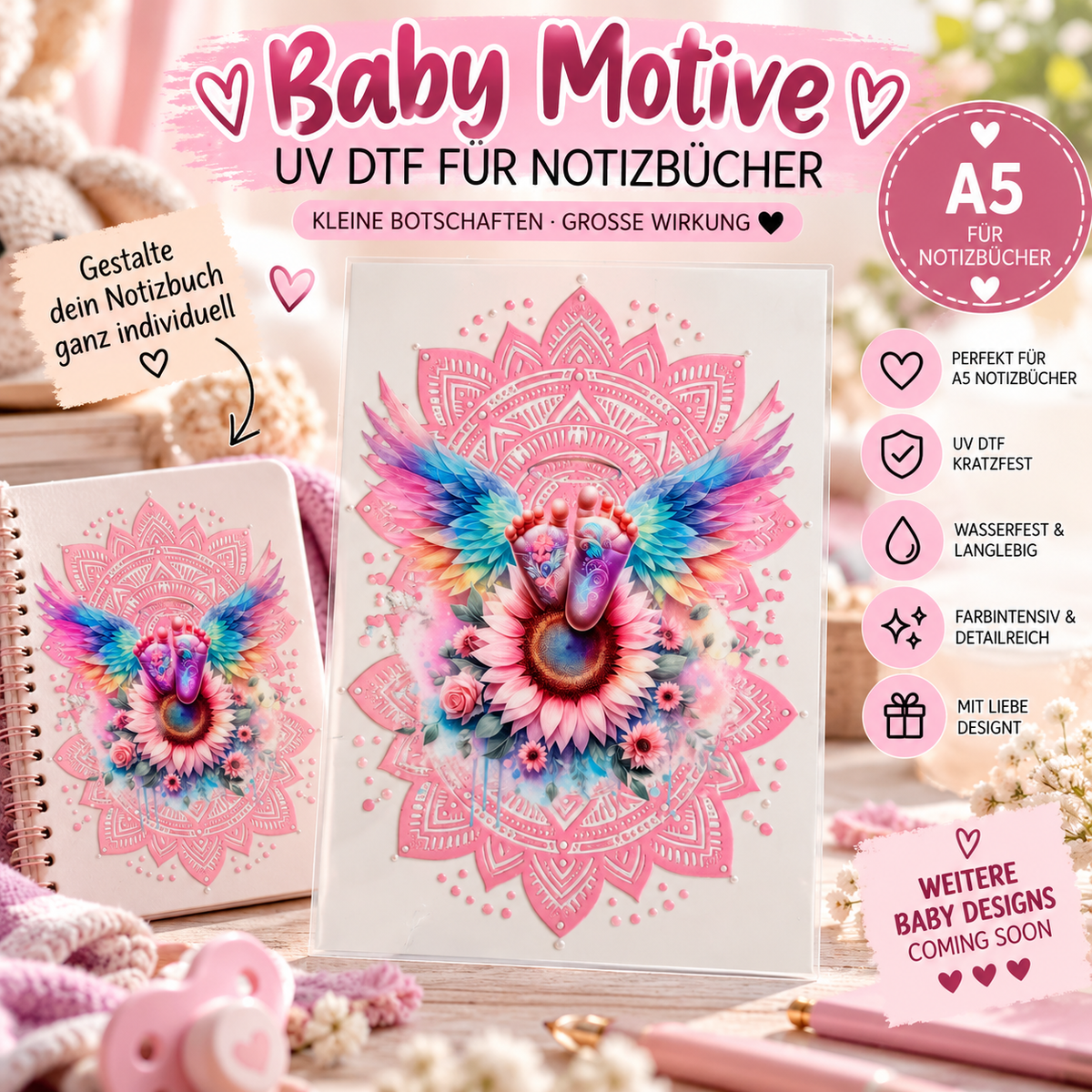 UV DTF A5 "Baby" für Notizbücher