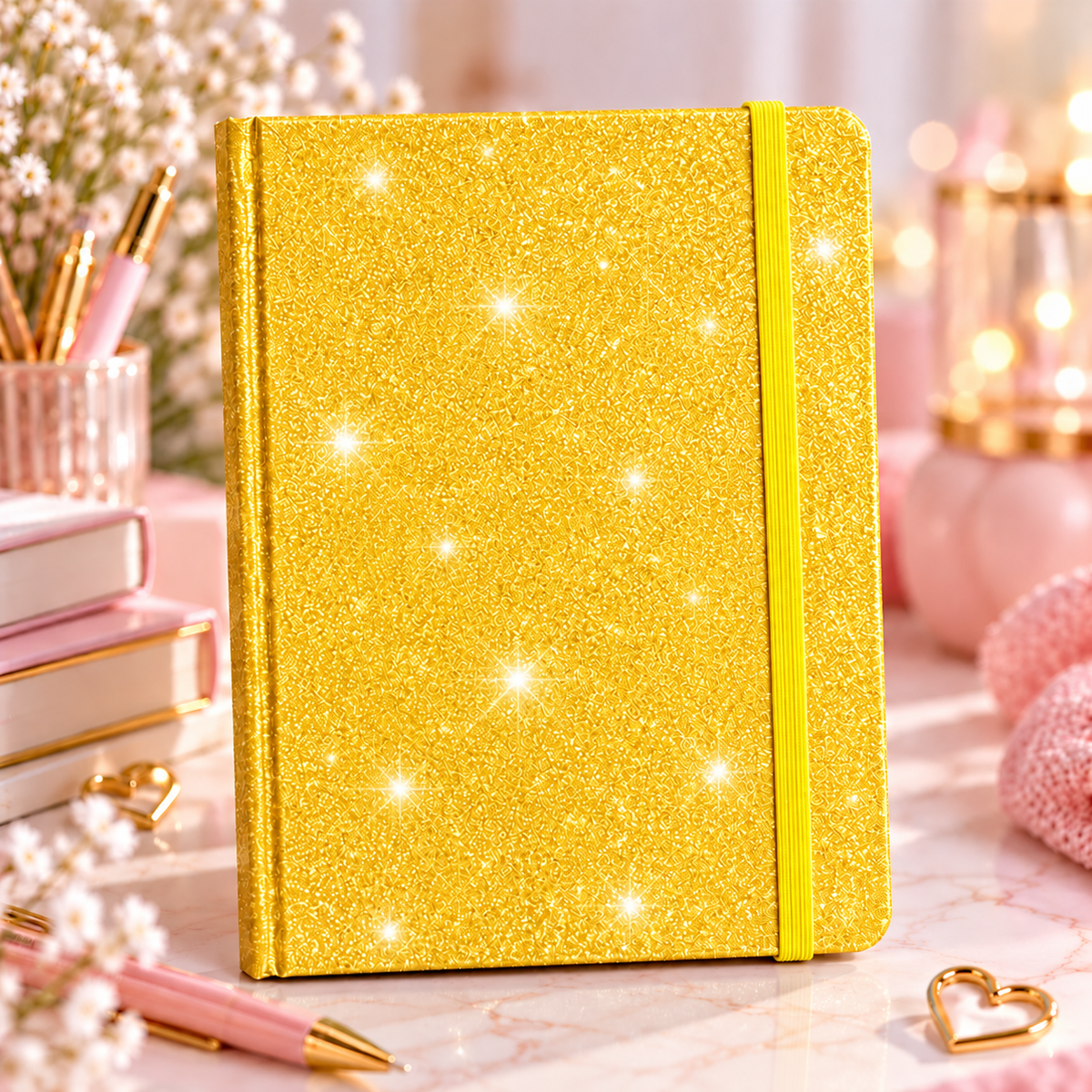 Personalisierbare A5 Glitzer-Notizbuch – verschiedene Farben