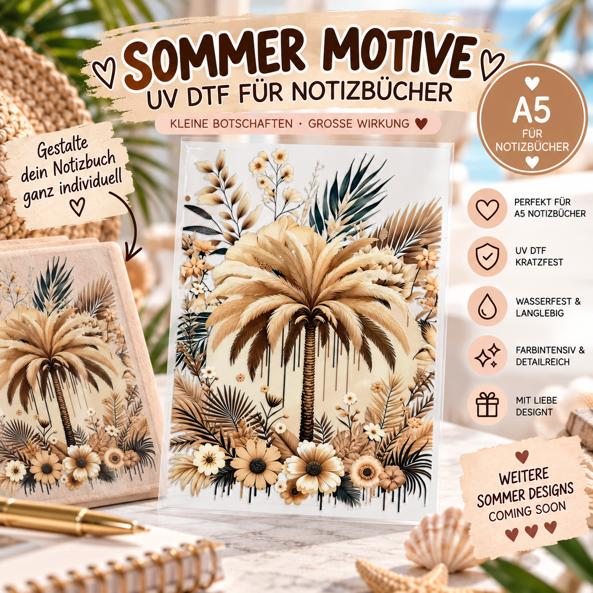 UV DTF A5 "Sommer" für Notizbücher
