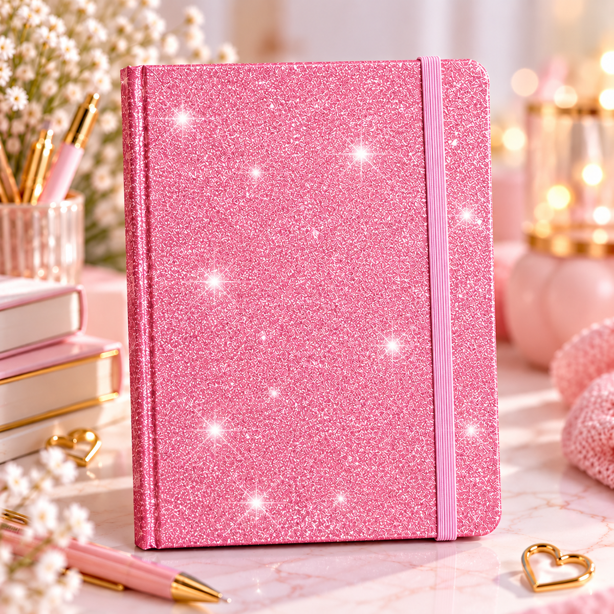 Personalisierbare A5 Glitzer-Notizbuch – verschiedene Farben